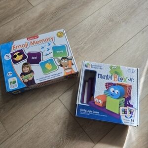 EUC Toddler Games Matching Emoji & Mental Blox Jr 3D puzzle building set of 2
